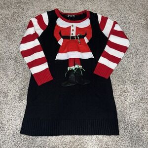 Ms. Claus Ugly Christmas 3D Sweater Dress Isela Black Womens M